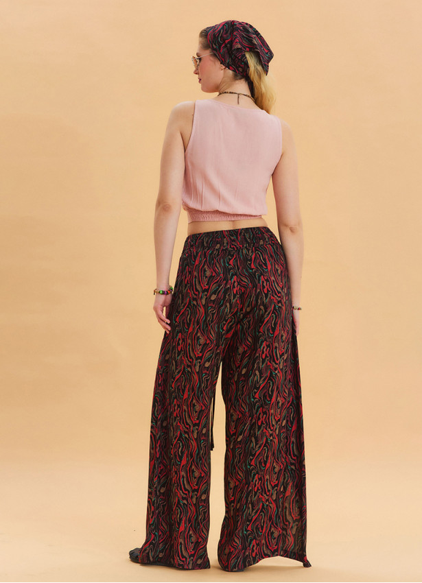 Ethnic Trousers with Elastic Waist and Tie Detail 4470